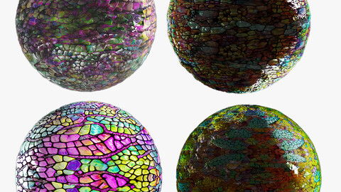 Seamless textures and materials | Magic crystal reptile skin | fantasy creature shaders pack