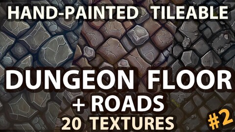 Dungeon Floor, Stone Road - 20 TEXTURES (Hand-painted, Tileable) #2