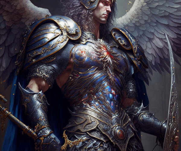 ArtStation - God will judge you, male angel with sword and shield ...