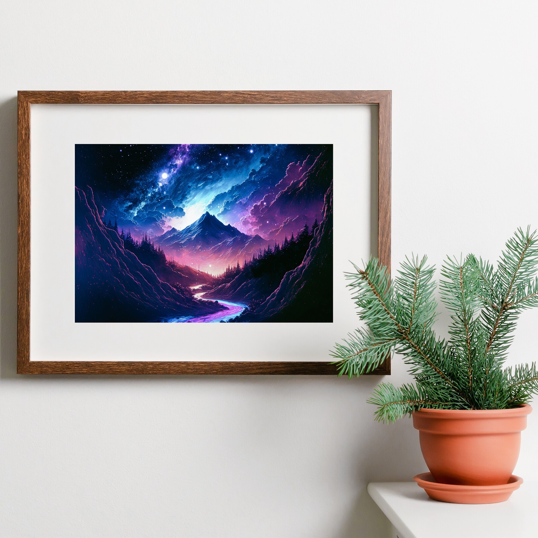 ArtStation - Wall Art Mountain, Home Decor Colorful River art, Original ...