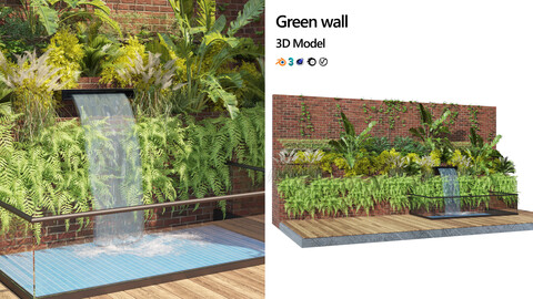 Green wall with water pool