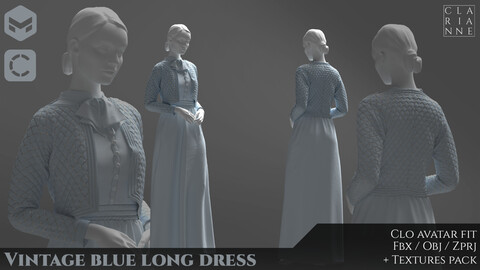 Vintage long blue dress