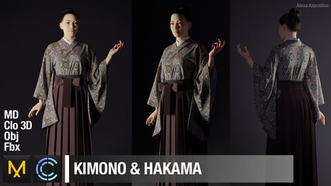 Kimono & Hakama / Marvelous Designer / Clo 3D project