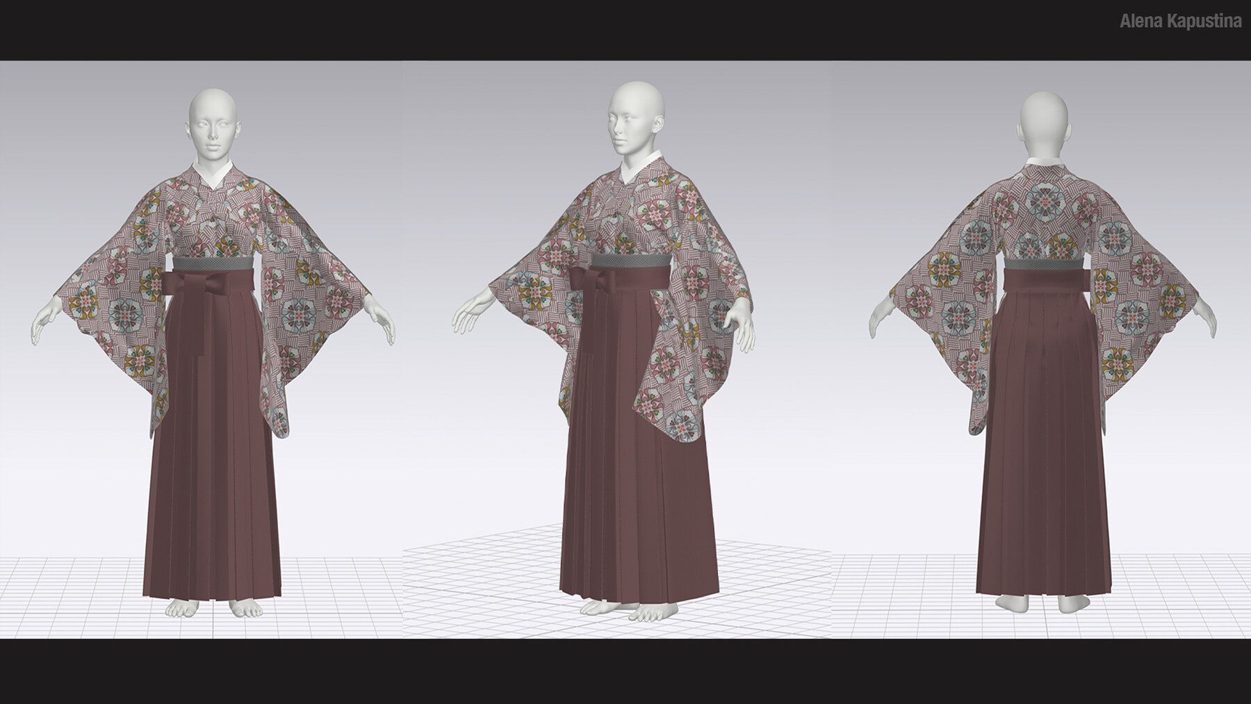 ArtStation - Kimono & Hakama / Marvelous Designer / Clo 3D project ...