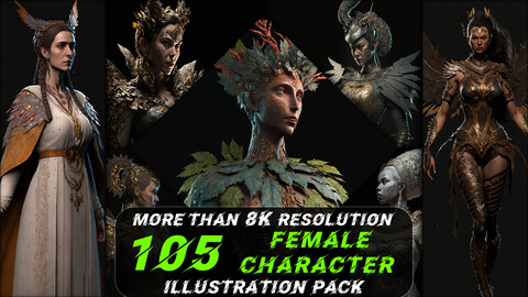 105 Female Character Illustration Pack (More Than 8K Resolution) - Vol 4