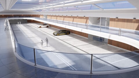 Modern Luxury Car Park / Garage / Hall -  Hipoly 3D Model