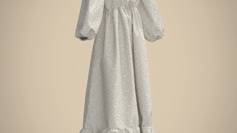 3D FLORAL WHITE DRESS