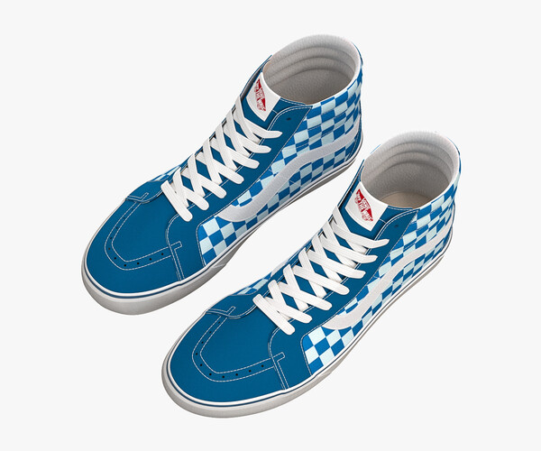 Blue high clearance top checkered vans