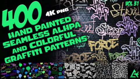 400 Hand Painted Alpha Seamless Street Art and Graffiti Patterns (MEGA Pack) - Vol 31