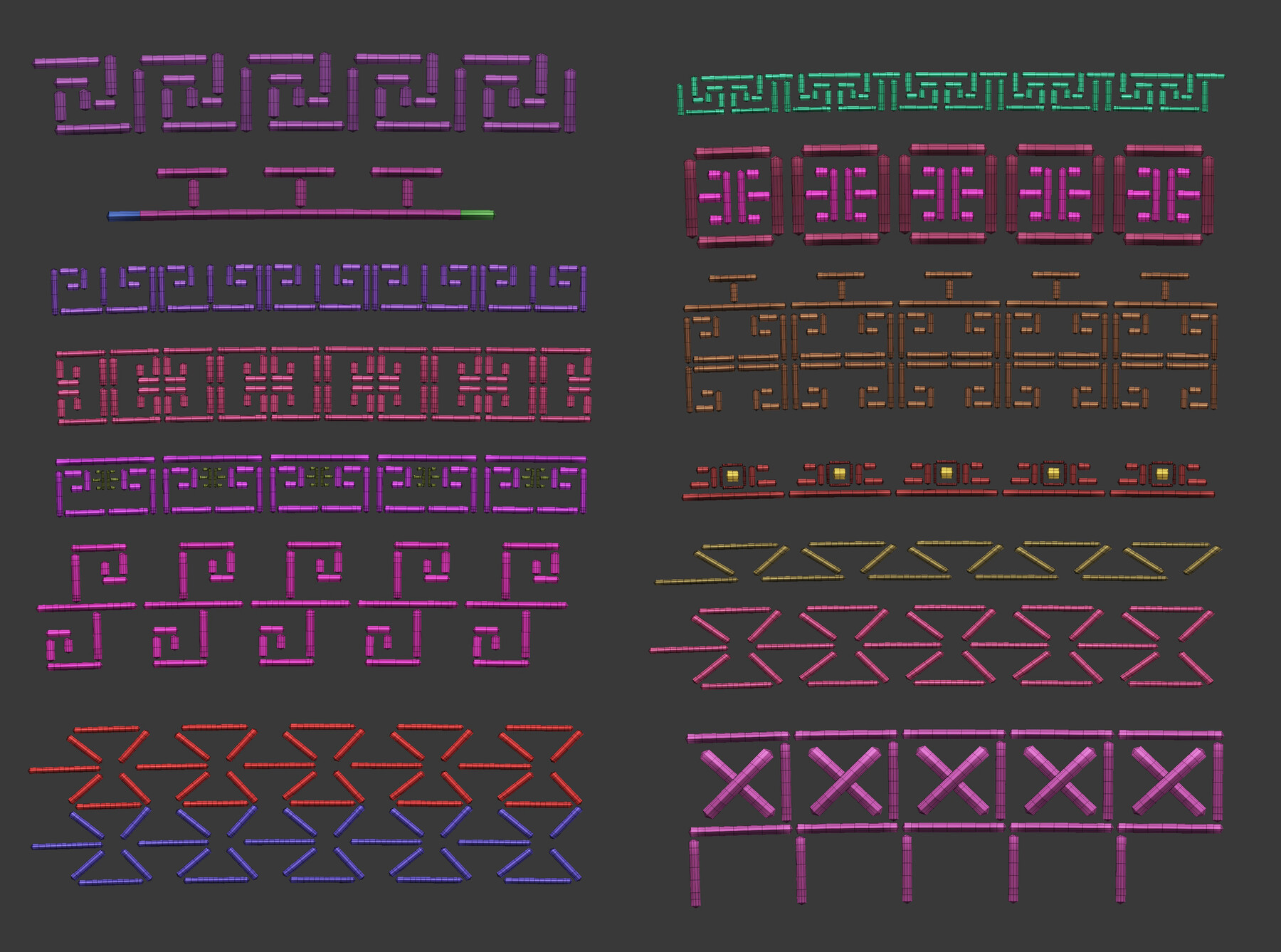 ArtStation 70 Low poly stitch, sewing seams ornament IMM and IMM