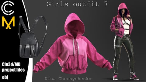 Girls outfit 7. Marvelous Designer/Clo3d project + OBJ.