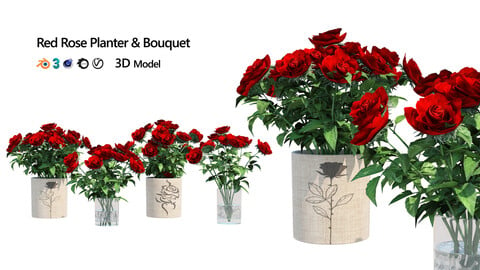 Red rose flower vases