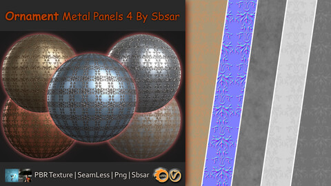 DH Materials 8- Ornament Metal Pattern 4, Sbsar | seamless | Pbr