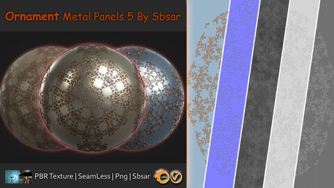 DH Materials 9- Ornament Metal Pattern 5, Sbsar | seamless | Pbr