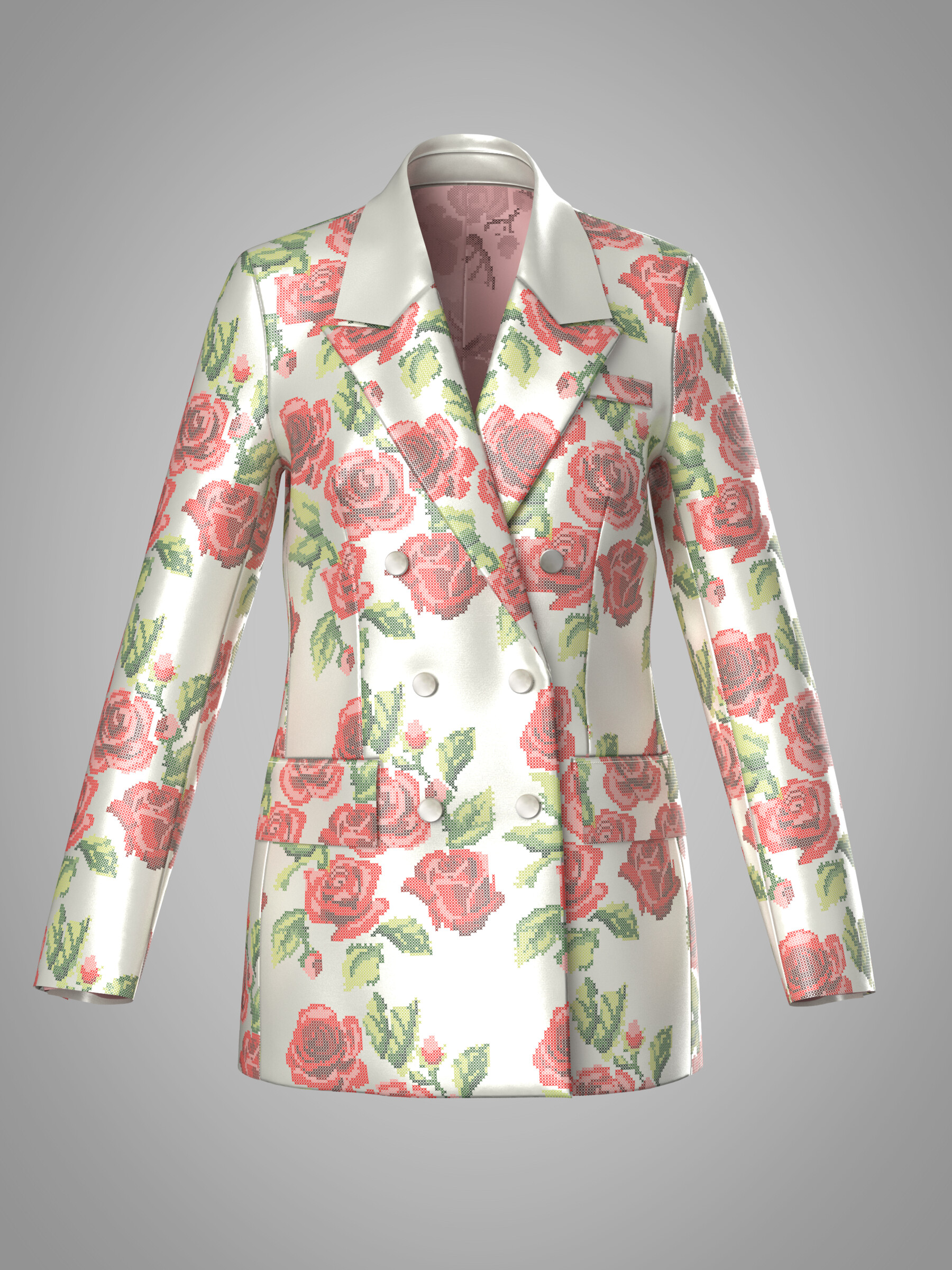 ArtStation - 3D ROSE PATTERNED BLAZER / WOMEN | Resources