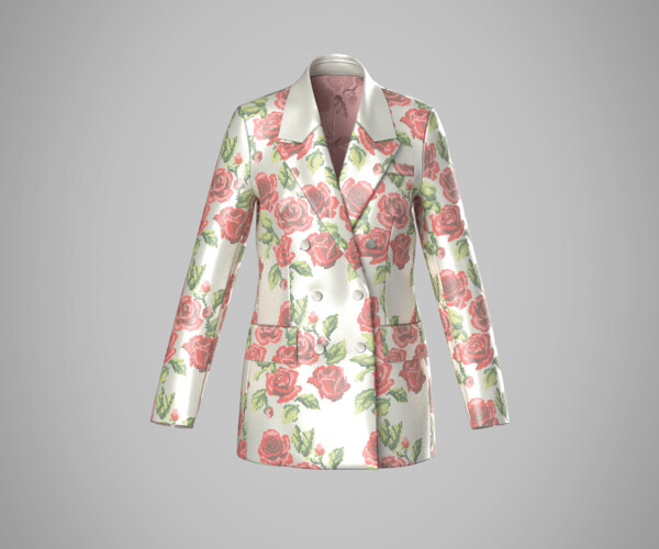 ArtStation - 3D ROSE PATTERNED BLAZER / WOMEN | Resources