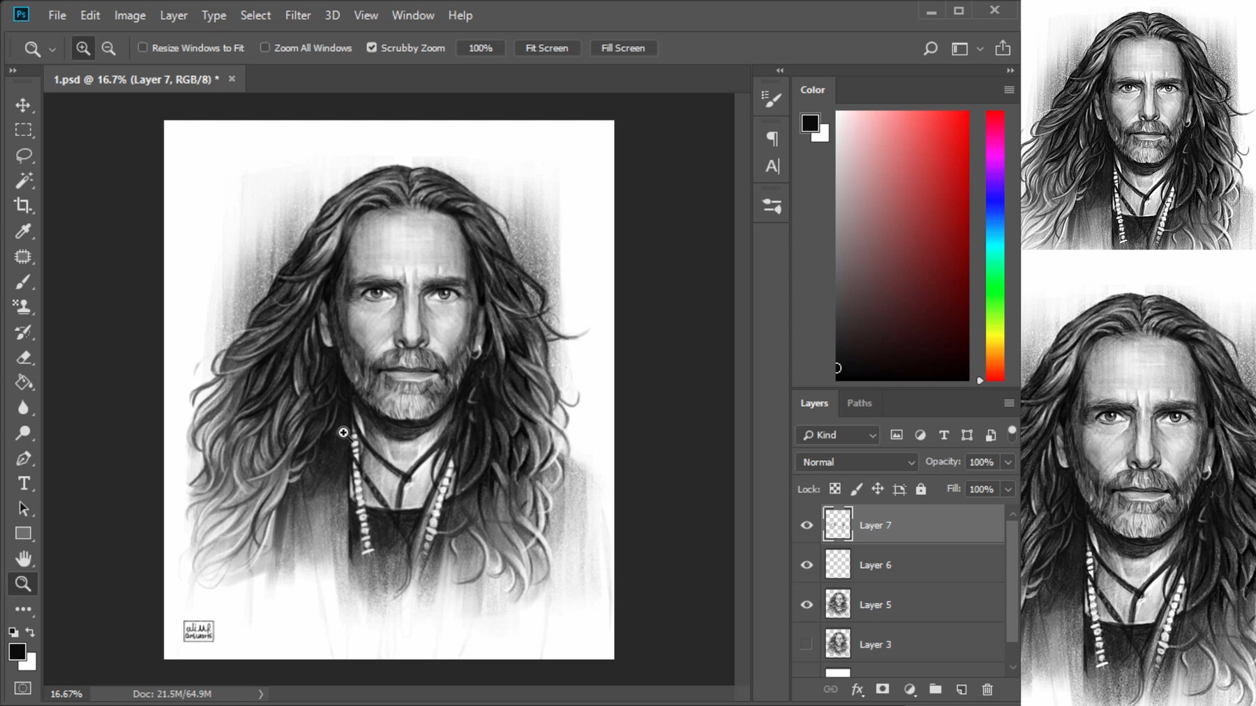 ArtStation Portrait drawing process (VOL 1) + New pencil and charcoal