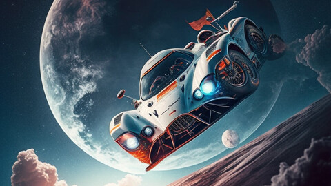 ArtStation - A racing car flying over the moon | Artworks