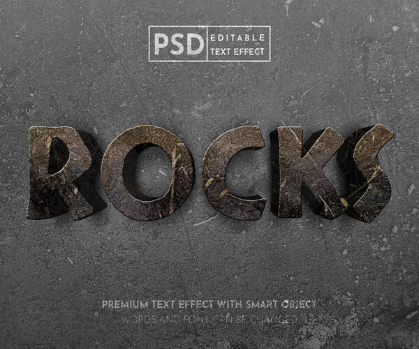 ArtStation - Rocks. PSD fully editable text effect. Layer style PSD ...