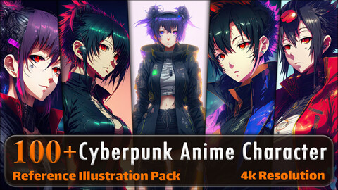 100 Cyberpunk Anime Character Reference Pack | 4K | v.2