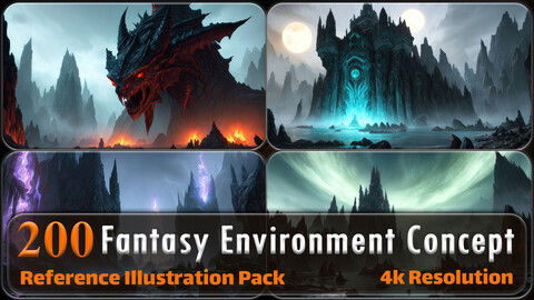 200 Fantasy Environment Concept Reference Pack | 4K | v.1
