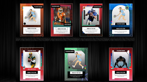 7 in 1 Sports trading card Photoshop templates