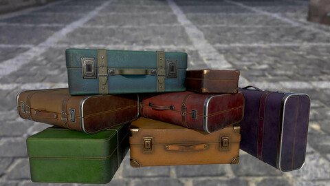 Travel bag suitcase briefcase PBR game ready Low-poly 3D model