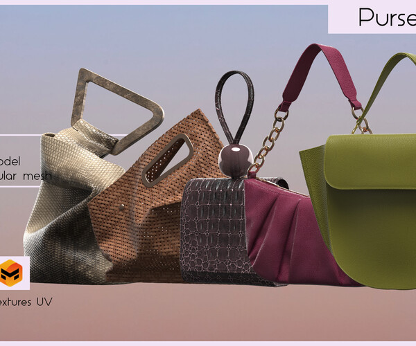 ArtStation - PURSE PACK (5 purses made in Clo3D/Marvelous Designer ...