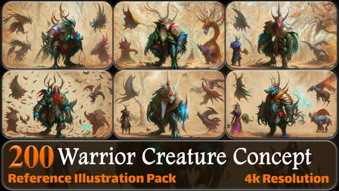 200 Warrior Creature Concept Reference Pack | 4K | v.3
