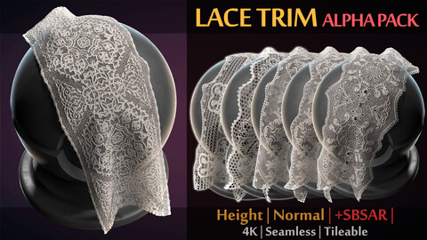 40 Lace Trim Brush | Alpha Pack | 4k | 16bit | +SBSAR | +Normal