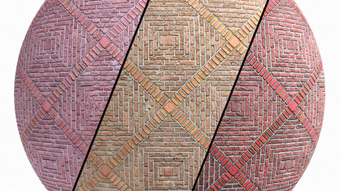 Materials 12- Brick Tiles PBR, Seamless, Sbsar, png