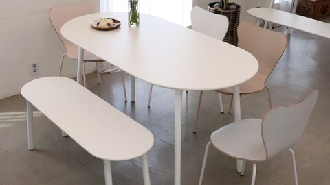 DDT Table Oval Laminate White Dining Table