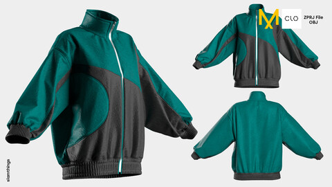 Streetwear Polyester Jacket #030 - Clo 3D / Marvelous Designer + OBJ / DIGITAL FASHION / HYPEBEAST / FUTURE FASHION