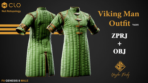 Viking Man Outfit Vol.01 - MD/Clo3d project +obj files + PBR Textures