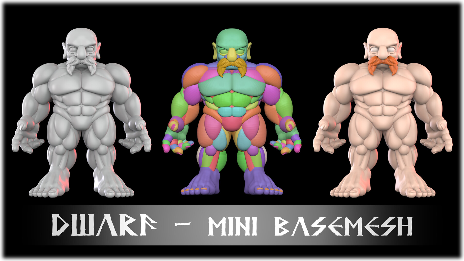 Lucian Bogdan - miniature base mesh Dwarf male blockout for and figures ...