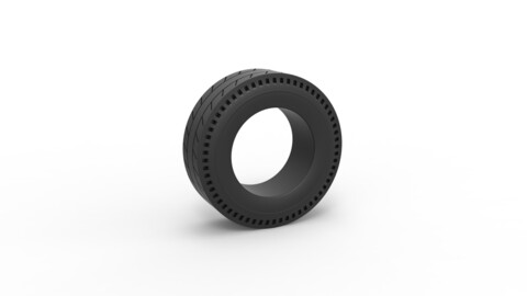 3D printable Diecast rear tire of vintage dragster Version 5 Scale 1:25