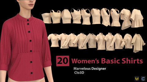 20  Women's Basic  Shirts + Zprj +Obj + Fbx