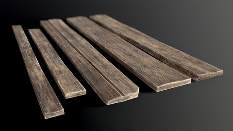 Old Wooden Planks Low-poly