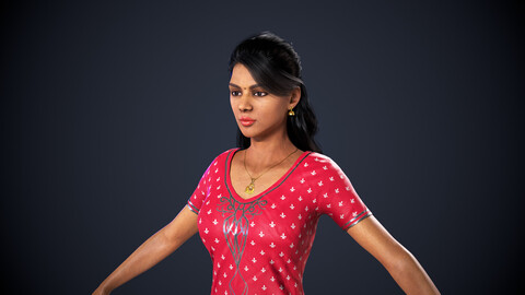 Indian Girl Rigged Low poly