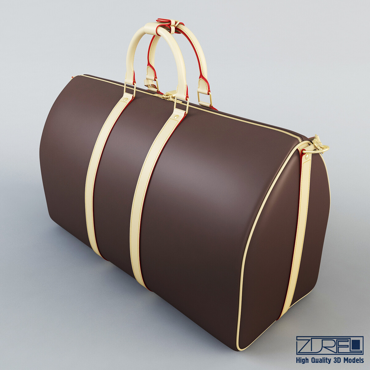 Louis Vuitton Monogram Keepall Bandouliere 55 - 3D Model for VRay, Corona