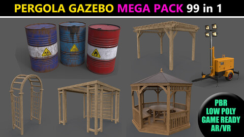 PBR Street Park Pergola Gazebo - Mega Pack