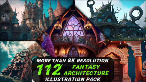 112 Fantasy Architecture Illustration Pack (More Than 8K Resolution) - Vol 1