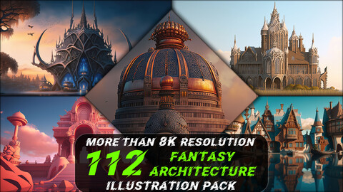 112 Fantasy Architecture Illustration Pack (More Than 8K Resolution) - Vol 2