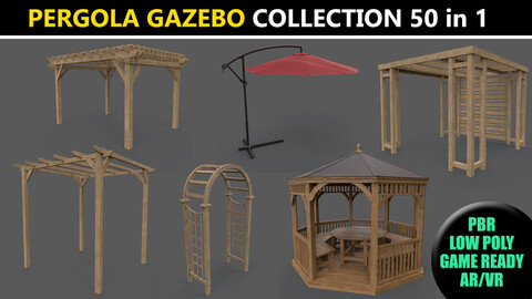 PBR Wooden Pergola Gazebo - Collection