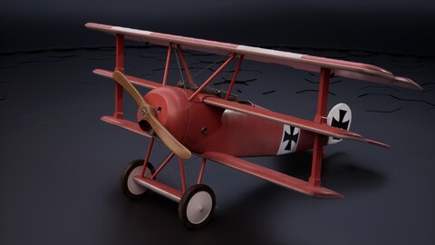 Fokker Dr.I - ww1 Red baron - 3d model