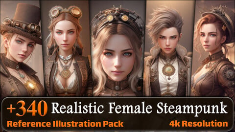 340 Realistic Female Steampunk Reference Pack | 4K | v.1