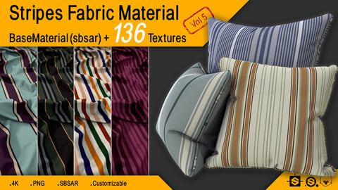 Stripes Fabric Material + 136 Textures (4K) Vol 5