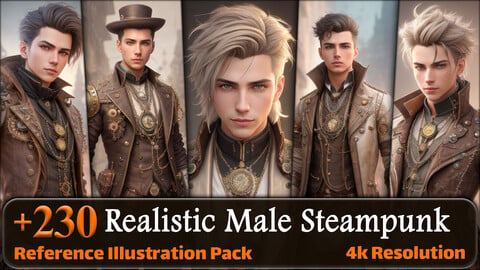 230 Realistic Male Steampunk Reference Pack | 4K | v.2
