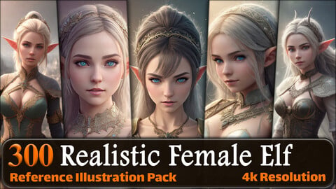 300 Realistic Female Elf Reference Pack | 4K | v.1