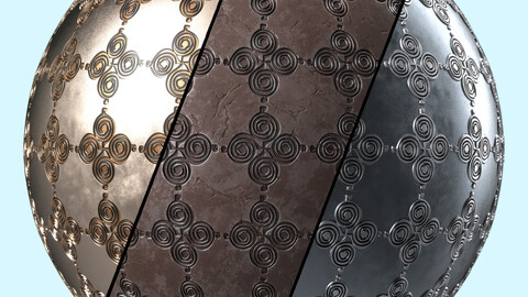 Metal Materials 26- Ornament Metal panels |Pbr | 4k | Seamless